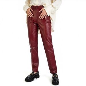 Vintage I.B Exchange by Irwin Bilerian Red Leather Straight Leg Pants Medium